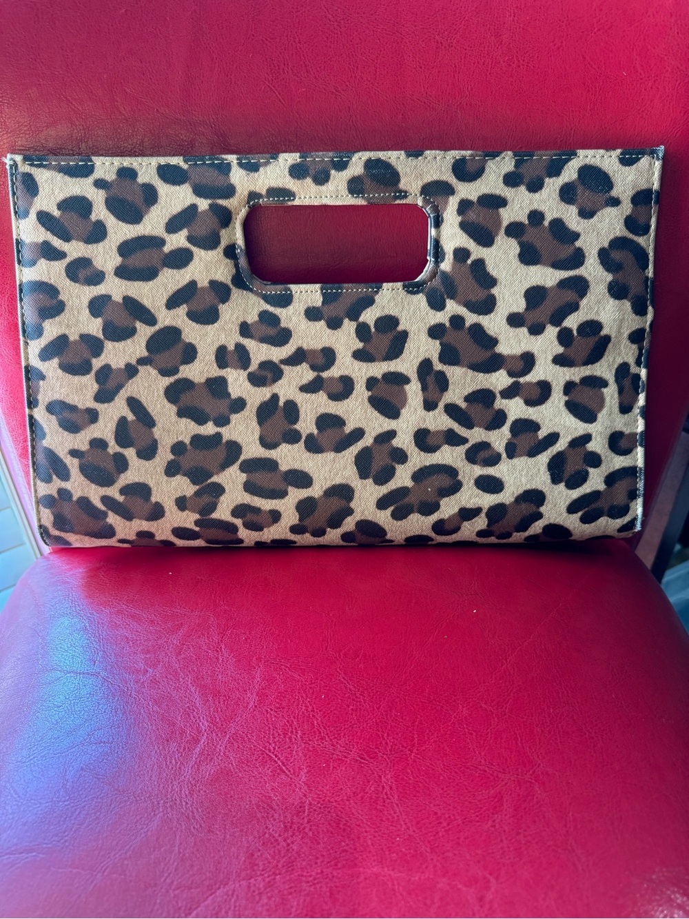 Leopard Print Handheld Clutch in Brown and Black